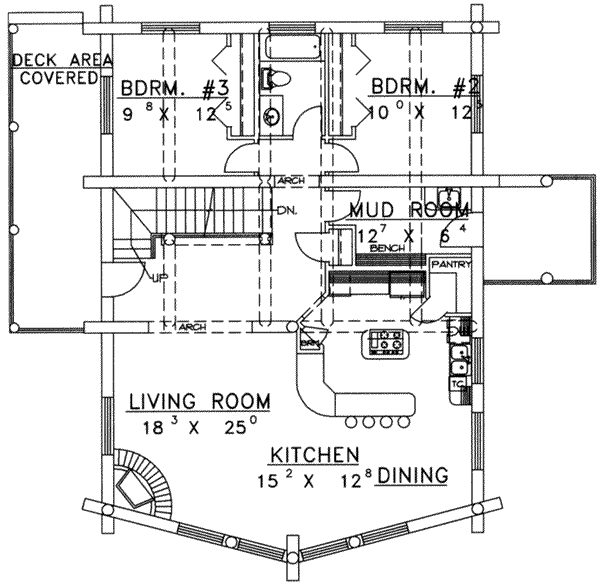 Home Plan - Floor Plan - Main Floor for Cabin House Plan #117-311 - 3 bed, 2 bath