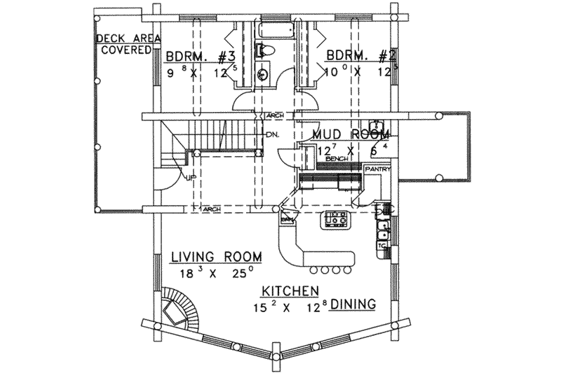 Home Plan - Floor Plan - Main Floor for Cabin House Plan #117-311 - 3 bed, 2 bath