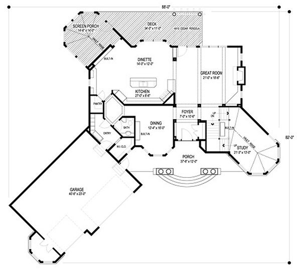 Home Plan - Traditional Floor Plan - Main Floor Plan #56-600