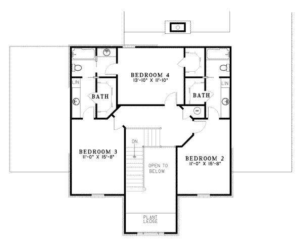 House Plan Design - Colonial Floor Plan - Upper Floor Plan #17-2038