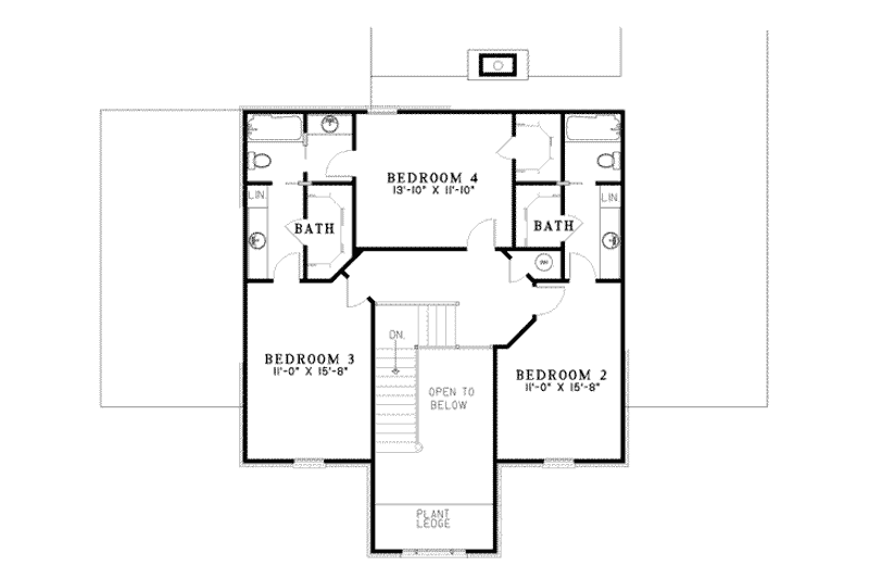 Dream House Plan - Floor Plan - Upper Floor for Colonial House Plan #17-2038 - 4 bed, 3.5 bath