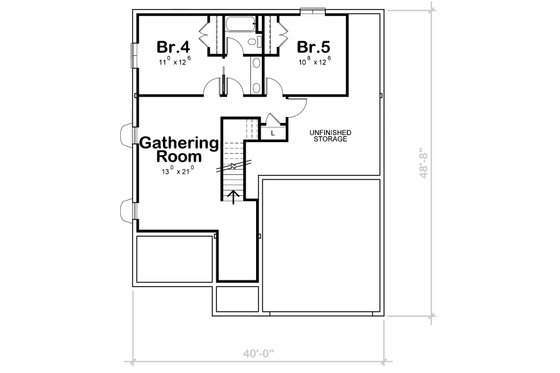 Floor Plan - Lower Floor for European House Plan #20-2546 - 5 bed, 3 bath