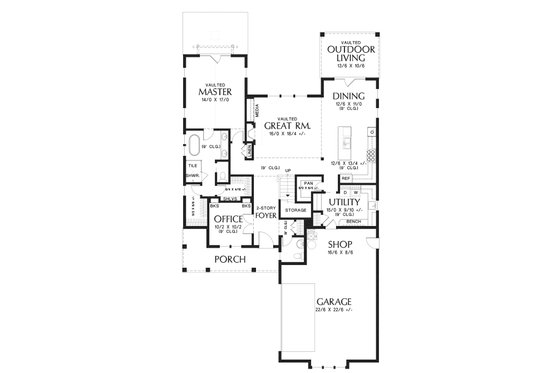 Floor Plan - Main Floor for Farmhouse House Plan #48-940 - 3 bed, 2.5 bath