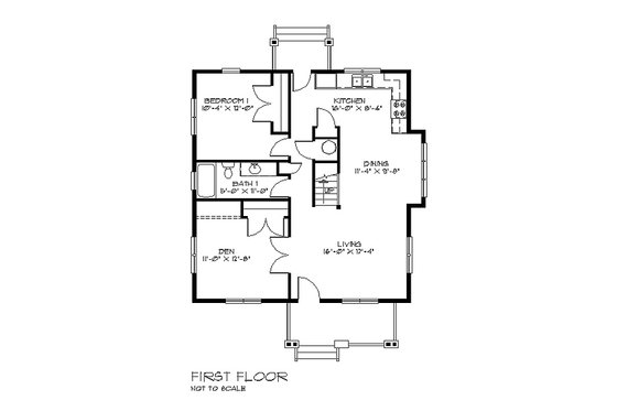 Floor Plan - Main Floor for Bungalow House Plan #528-4 - 3 bed, 2 bath