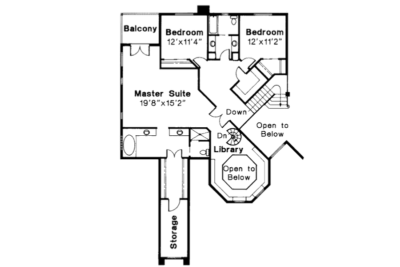 Home Plan - Floor Plan - Upper Floor for Mediterranean House Plan #124-645 - 4 bed, 3 bath
