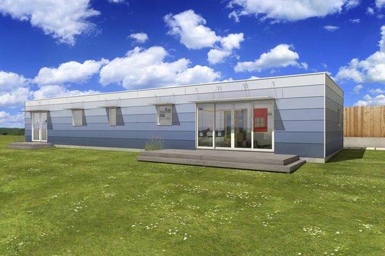 Exterior - Front Elevation 3 for Modern House Plan #497-27 - 2 bed, 1 bath