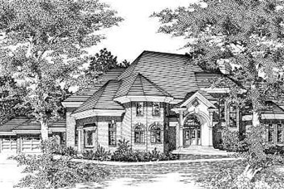 Exterior - Front Elevation for European House Plan #329-325 - 3 bed, 5 bath