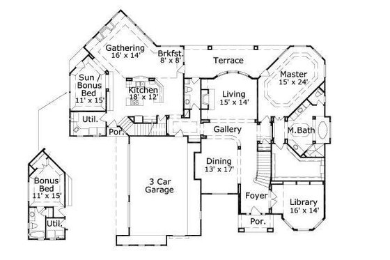 Floor Plan - Main Floor for European House Plan #411-210 - 5 bed, 3 bath