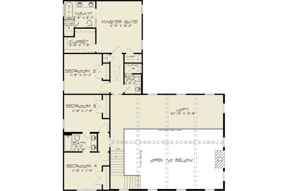 Floor Plan - Upper Floor for Farmhouse House Plan #1095-2 - 5 bed, 4.5 bath
