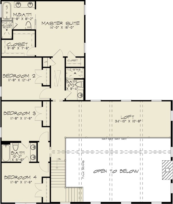 Architectural House Design - Farmhouse Floor Plan - Upper Floor Plan #1095-2