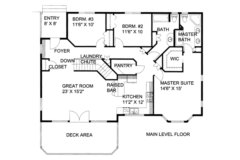House Blueprint - Floor Plan - Main Floor for Bungalow House Plan #117-673 - 3 bed, 3 bath