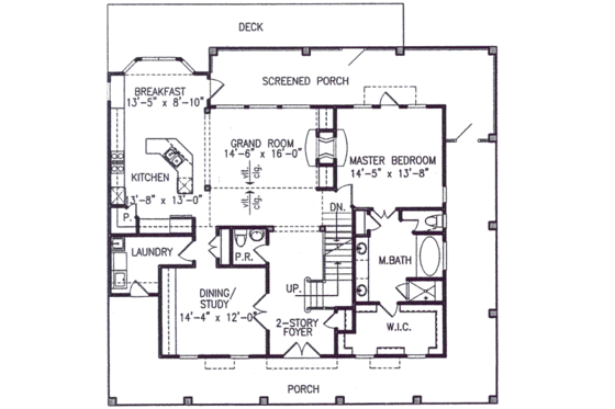 Floor Plan - Main Floor for Southern House Plan #54-119 - 4 bed, 2.5 bath