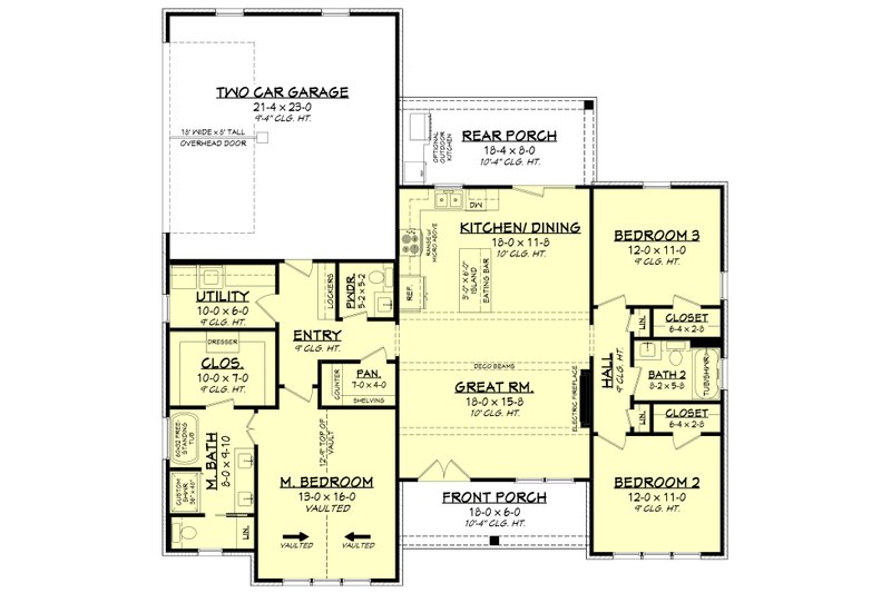 House Design - Floor Plan - Main Floor for Farmhouse House Plan #430-387 - 3 bed, 2.5 bath