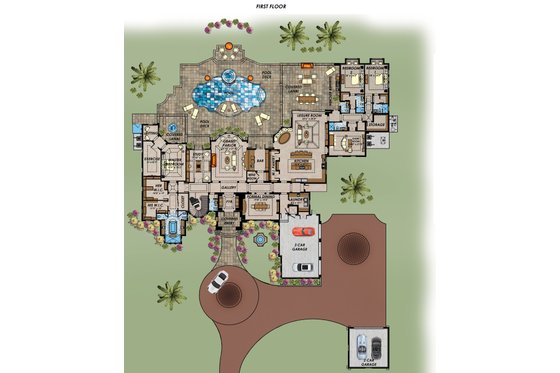 Floor Plan - Main Floor for Mediterranean House Plan #548-62 - 5 bed, 6.5 bath