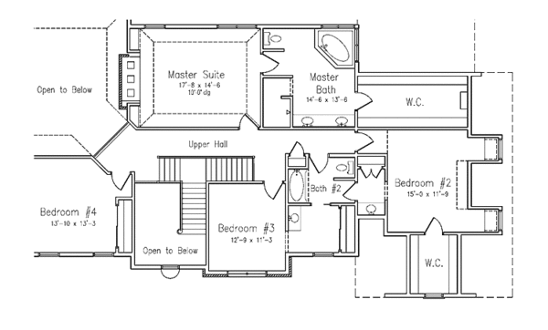 House Blueprint - European Floor Plan - Upper Floor Plan #994-16
