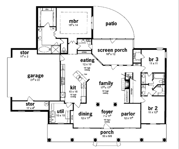 Dream House Plan - Country Floor Plan - Main Floor Plan #36-507