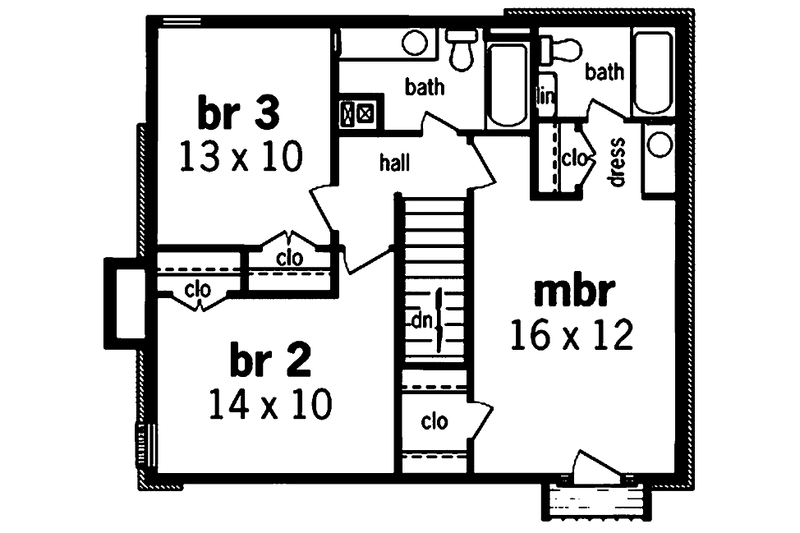 Architectural House Design - Floor Plan - Upper Floor for Contemporary House Plan #45-415 - 3 bed, 2 bath