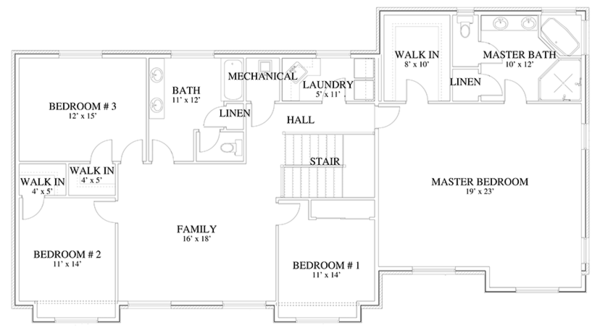 House Blueprint - Traditional Floor Plan - Upper Floor Plan #1060-18