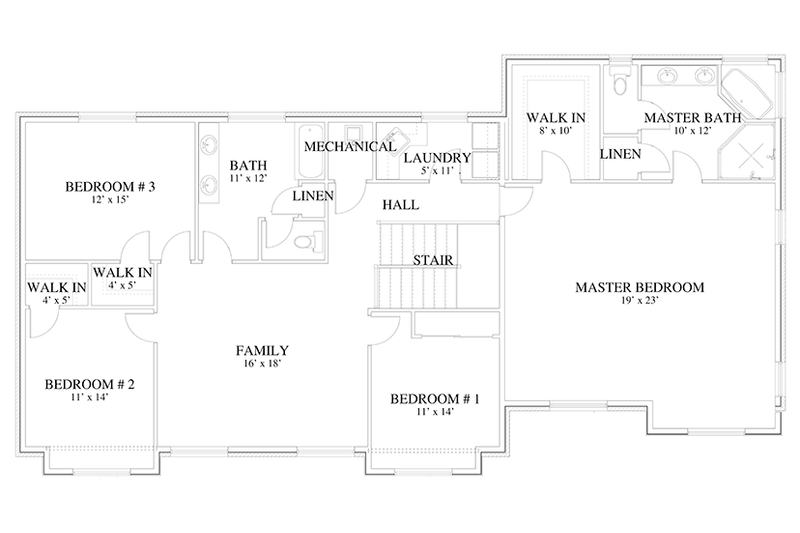House Design - Floor Plan - Upper Floor for Traditional House Plan #1060-18 - 7 bed, 4 bath