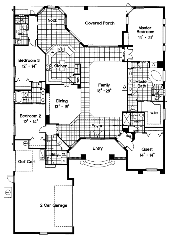 Architectural House Design - Mediterranean Floor Plan - Main Floor Plan #417-751