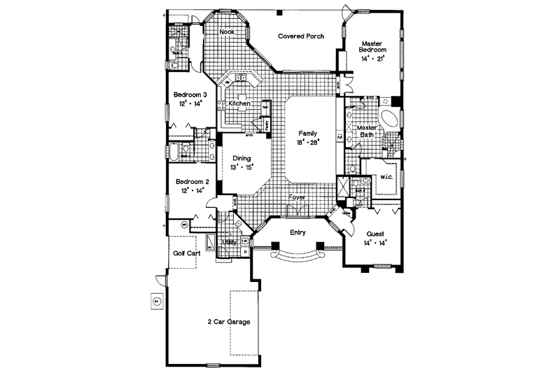 House Blueprint - Floor Plan - Main Floor for Mediterranean House Plan #417-751 - 4 bed, 4 bath