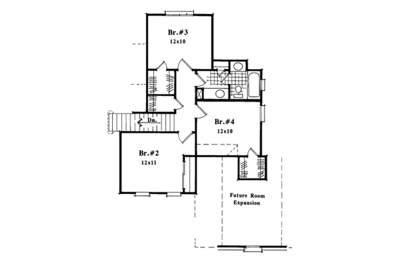 Floor Plan - Upper Floor for Traditional House Plan #41-150 - 4 bed, 2.5 bath