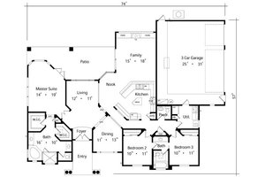 Floor Plan - Main Floor for Mediterranean House Plan #417-210 - 3 bed, 2.5 bath