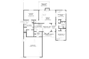 Floor Plan - Main Floor for Ranch House Plan #17-3210 - 3 bed, 2 bath