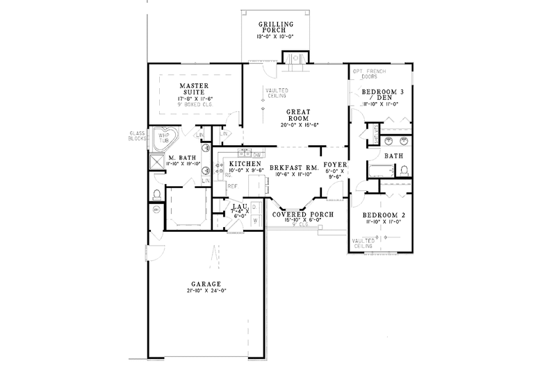 House Plan Design - Floor Plan - Main Floor for Ranch House Plan #17-3210 - 3 bed, 2 bath