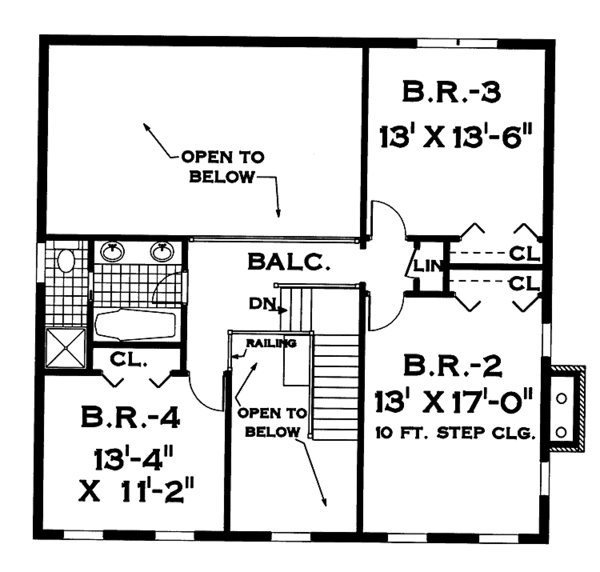 Colonial Floor Plan - Upper Floor Plan #3-258