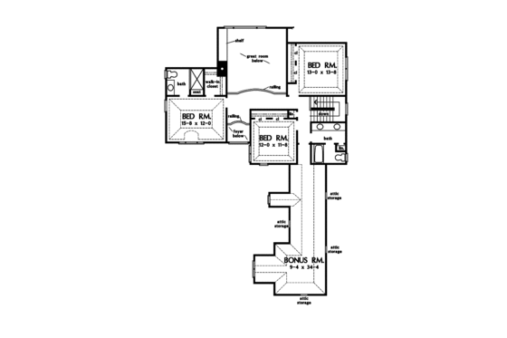 Floor Plan - Upper Floor for European House Plan #929-863 - 4 bed, 3.5 bath