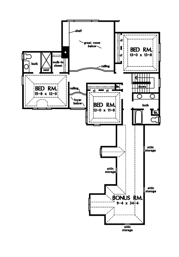 European Floor Plan - Upper Floor Plan #929-863