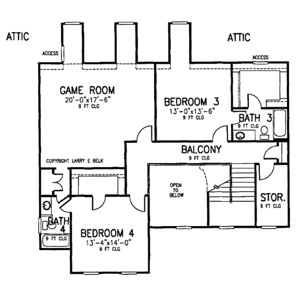 House Blueprint - Country Floor Plan - Upper Floor Plan #952-231