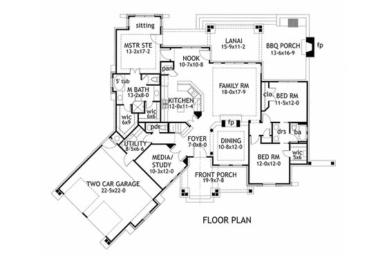 Mountain Lodge craftsman floor plan by David Wiggins 2000 sft