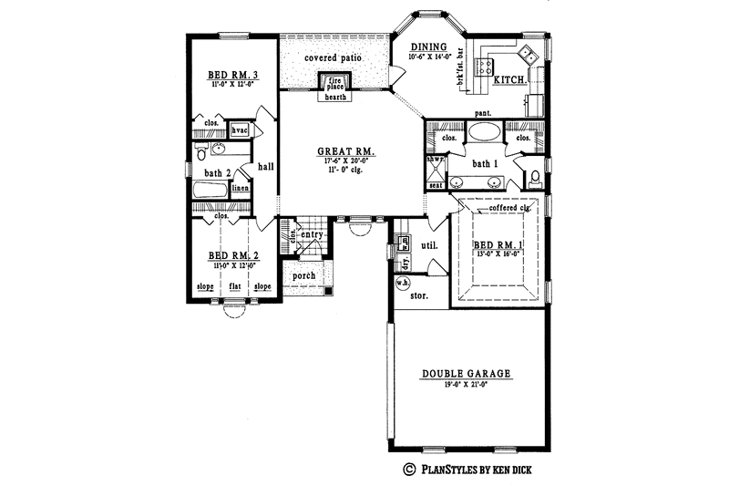Dream House Plan - Floor Plan - Main Floor for European House Plan #42-480 - 3 bed, 2 bath