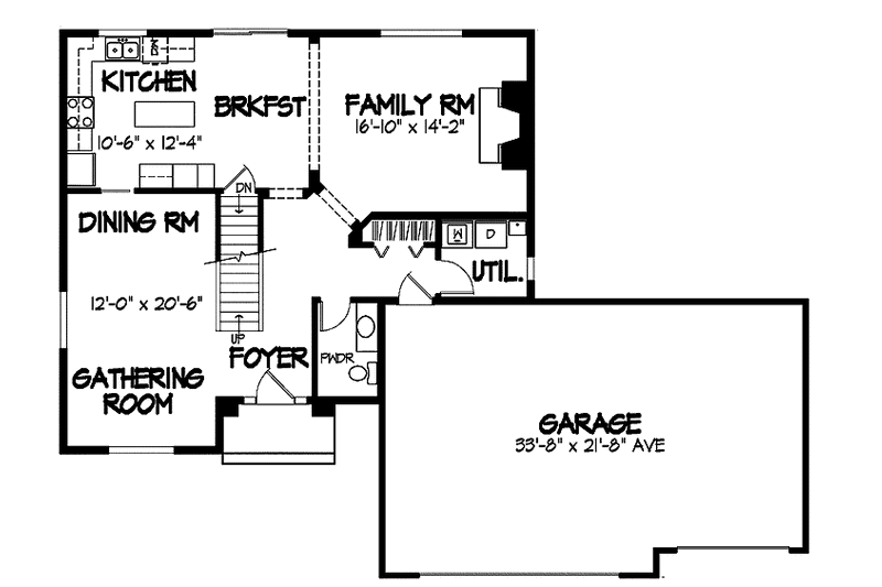 House Plan Design - Floor Plan - Main Floor for Colonial House Plan #320-871 - 4 bed, 2.5 bath