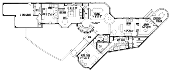 Architectural House Design - Traditional Floor Plan - Main Floor Plan #1021-5