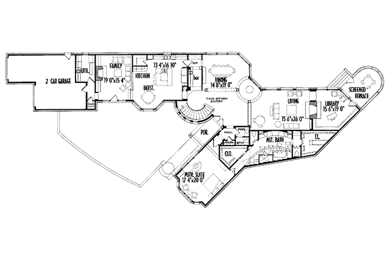 Home Plan - Floor Plan - Main Floor for Traditional House Plan #1021-5 - 3 bed, 2.5 bath