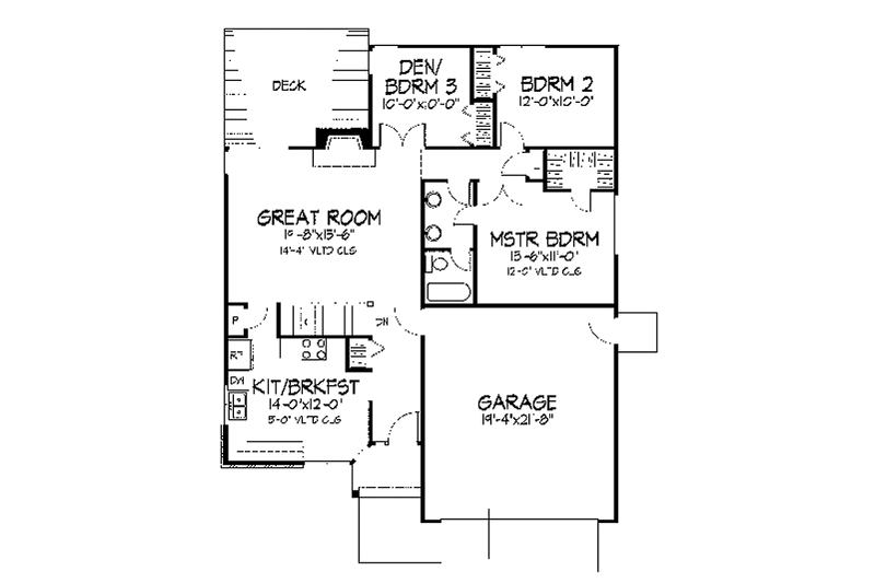 Home Plan - Floor Plan - Main Floor for Craftsman House Plan #320-712 - 2 bed, 1 bath
