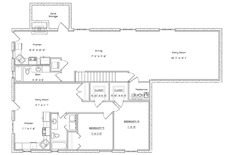 Architectural House Design - Floor Plan - Lower Floor for Traditional House Plan #1060-20 - 5 bed, 5 bath
