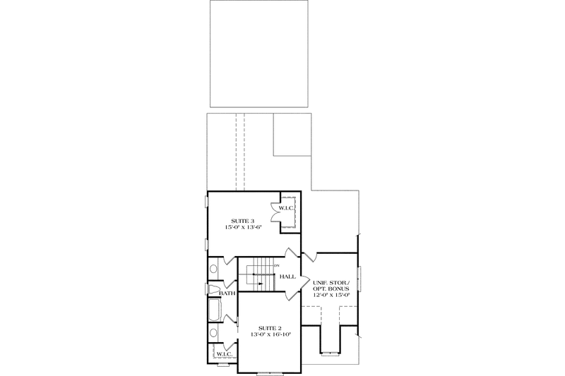 Home Plan - Floor Plan - Upper Floor for Craftsman House Plan #453-338 - 3 bed, 2.5 bath