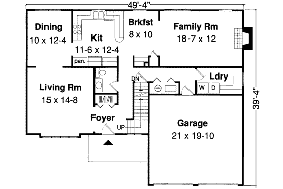 Floor Plan - Main Floor for Traditional House Plan #312-171 - 4 bed, 2.5 bath