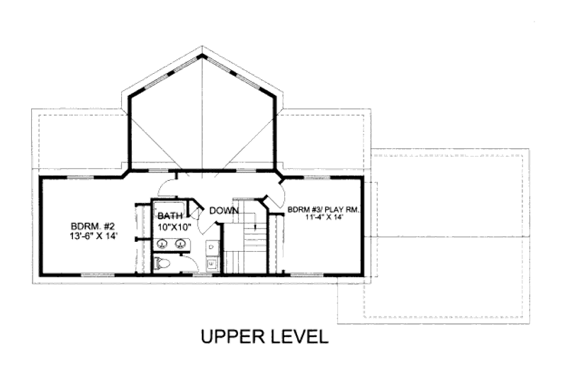 Dream House Plan - Floor Plan - Upper Floor for Modern House Plan #117-222 - 3 bed, 2 bath