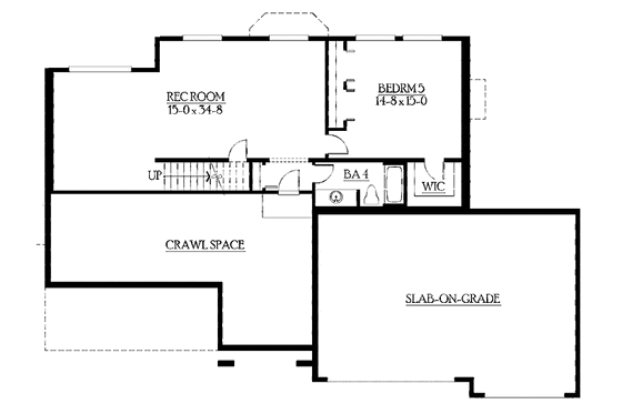 Floor Plan - Lower Floor for Craftsman House Plan #132-390 - 5 bed, 3.5 bath