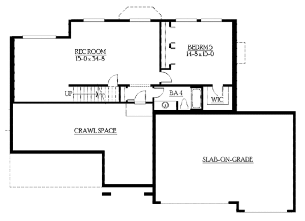 Craftsman Floor Plan - Lower Floor Plan #132-390