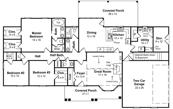 Home Plan - Ranch Floor Plan - Main Floor Plan #21-103