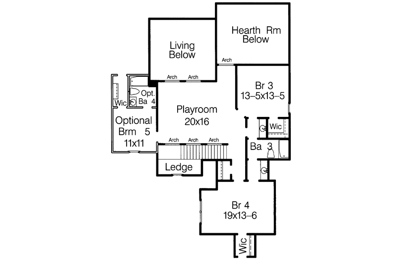 Dream House Plan - Floor Plan - Upper Floor for Traditional House Plan #15-388 - 4 bed, 3 bath