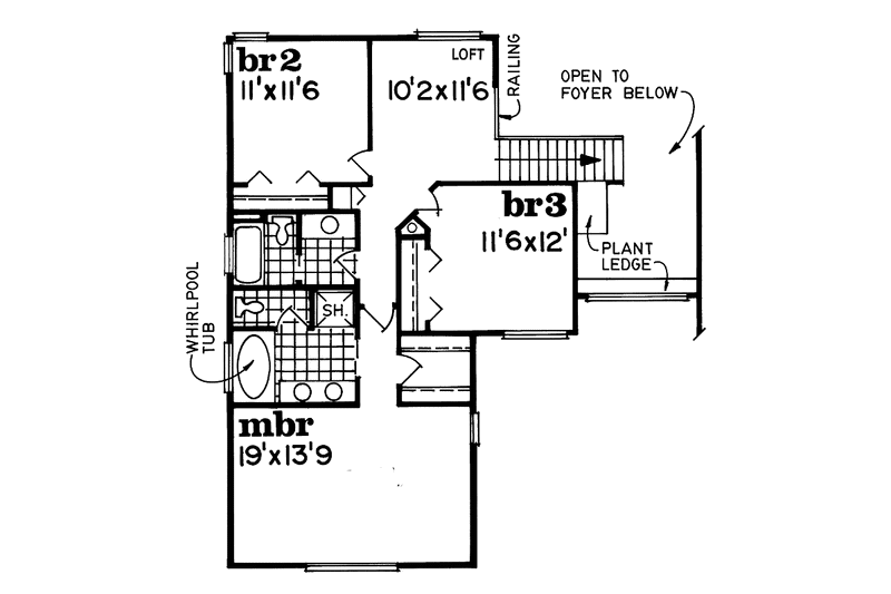 Dream House Plan - Floor Plan - Upper Floor for Traditional House Plan #47-1048 - 3 bed, 2.5 bath
