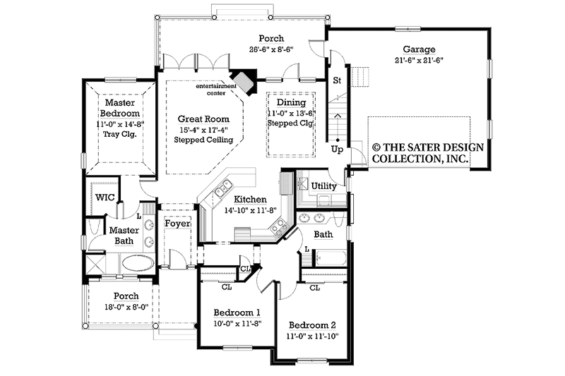 Architectural House Design - Floor Plan - Main Floor for Country House Plan #930-248 - 3 bed, 2 bath