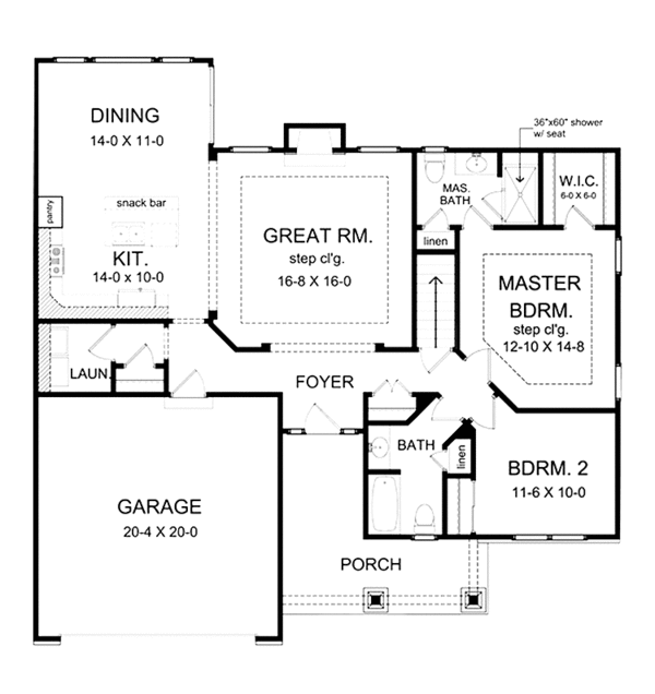 Ranch Style House Plan - 2 Beds 2 Baths 1350 Sq/Ft Plan #1010-21